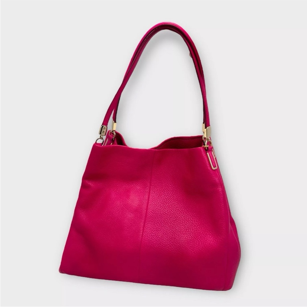 Structured COACH Hot Pink Shoulder Bag with Gold Accents